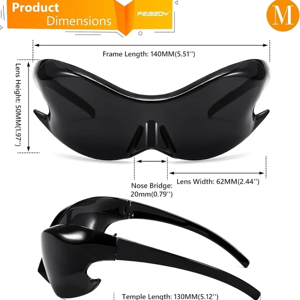 Sleek Black Wraparound Sunglasses NEW